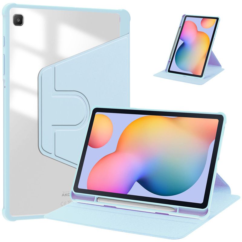 Rotating Protective Cover for Samsung Galaxy Tab S6 Lite With Pen Holder, 360 Degree Rotating Protective Bracket Cover Transparent Back, Automatic Wake-Up/Sleep