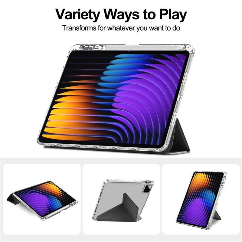 Cover for Xiaomi Pad 7 11.2" / Xiaomi Pad 7 Pro 11.2" With Pen Holder, Protective Bracket Cover Acrylic Transparent Back, Automatic Wake-Up/Sleep