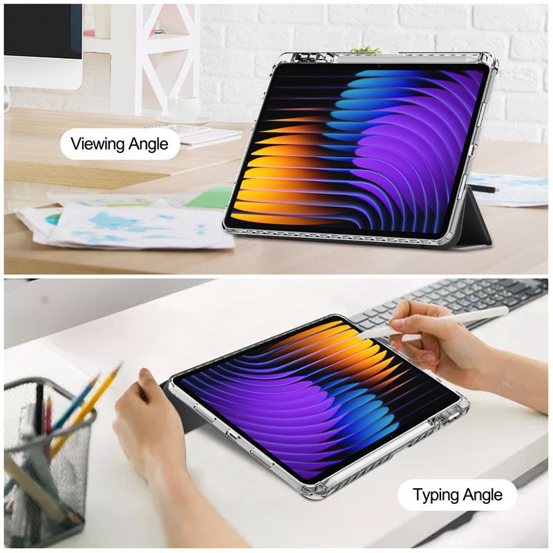 Cover for Xiaomi Pad 7 11.2" / Xiaomi Pad 7 Pro 11.2" With Pen Holder, Protective Bracket Cover Acrylic Transparent Back, Automatic Wake-Up/Sleep