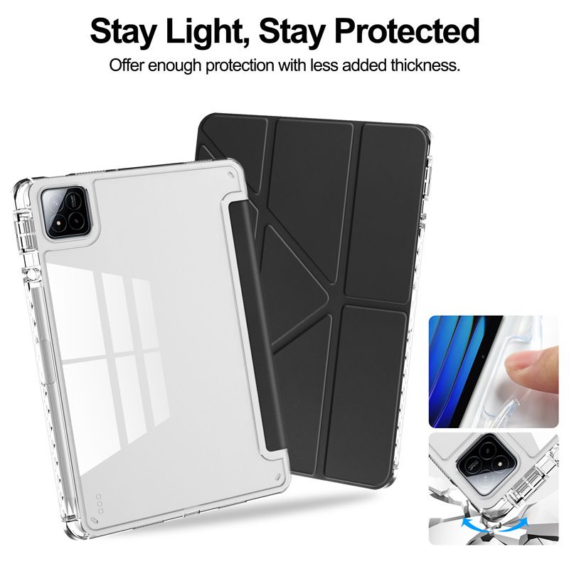Cover for Xiaomi Pad 7 11.2" / Xiaomi Pad 7 Pro 11.2" With Pen Holder, Protective Bracket Cover Acrylic Transparent Back, Automatic Wake-Up/Sleep