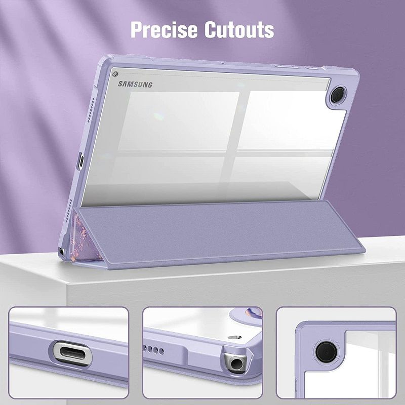 Cover for Samsung Galaxy Tab A9 8.7" With Pen Holder, Protective Bracket Cover Transparent Back, Automatic Wake-Up/Sleep