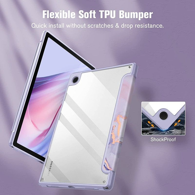 Cover for Samsung Galaxy Tab A9 8.7" With Pen Holder, Protective Bracket Cover Transparent Back, Automatic Wake-Up/Sleep