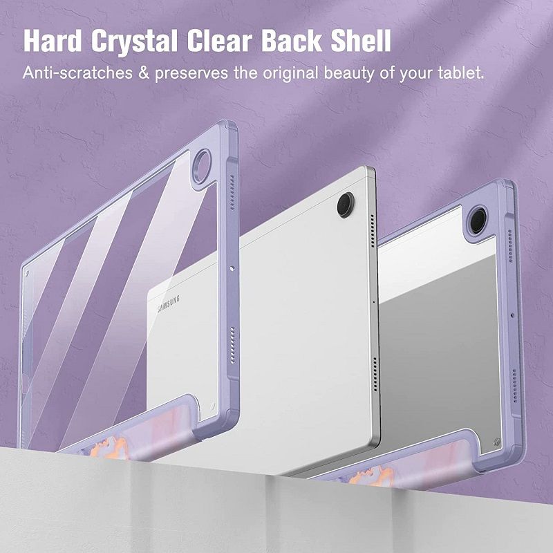 Cover for Samsung Galaxy Tab A9 8.7" With Pen Holder, Protective Bracket Cover Transparent Back, Automatic Wake-Up/Sleep