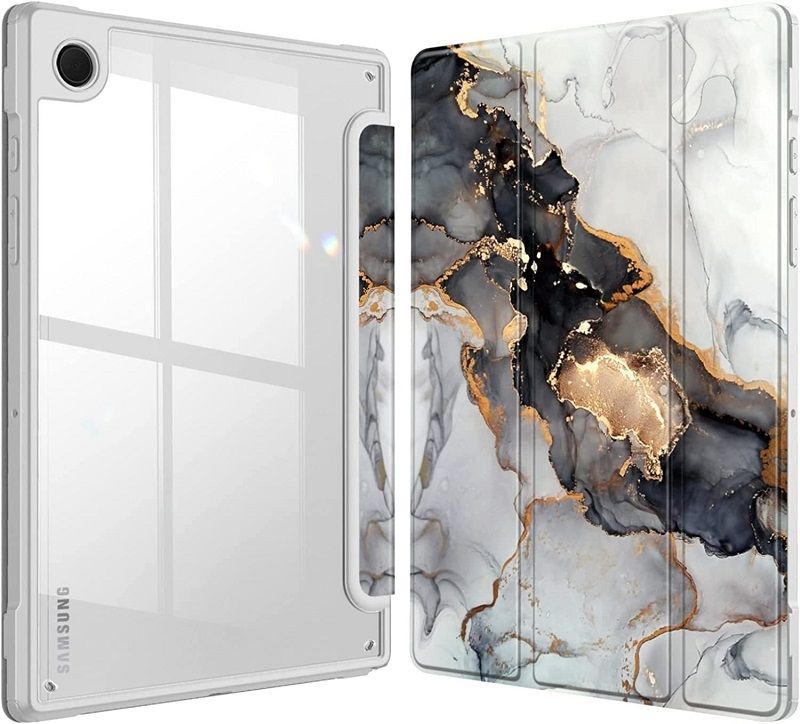 Cover for Samsung Galaxy Tab A9 8.7" With Pen Holder, Protective Bracket Cover Transparent Back, Automatic Wake-Up/Sleep