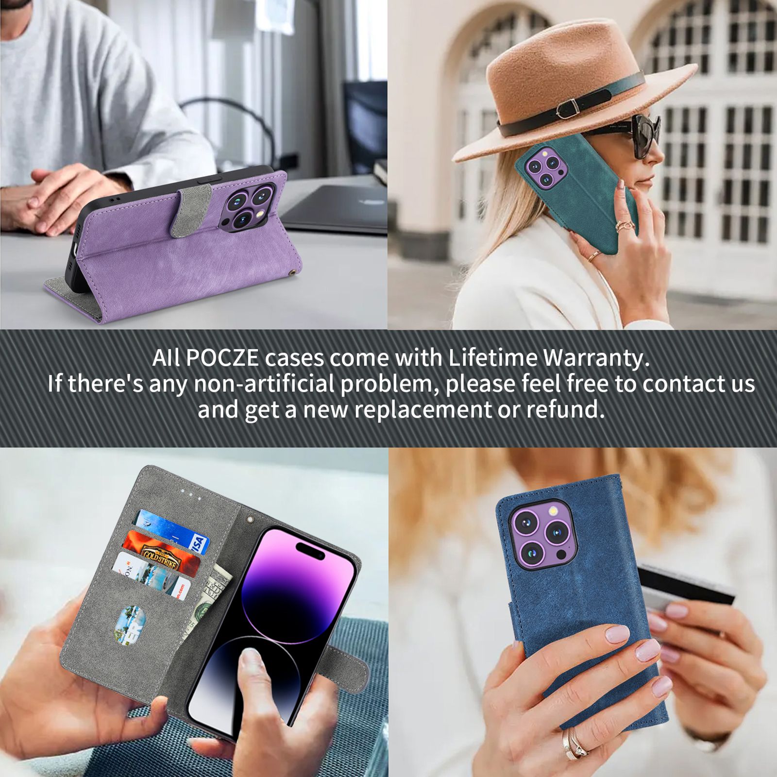 Flip Cover for Tecno Camon 40 Pro 4G / 5G PU Leather Phone Case Full-Body Protection Shockproof [RFID Blocking] Wallet Cover