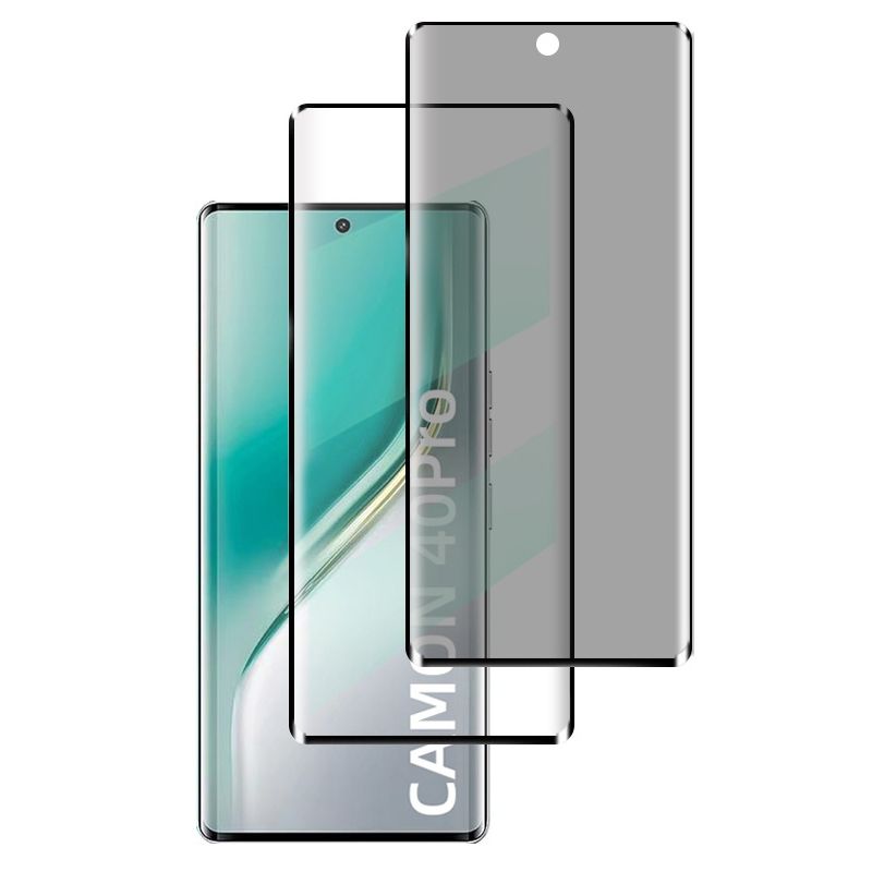 [2 Pack] 3D Curved Coverage Screen Protector for Tecno Camon 40 / Camon 40 Pro 9H Tempered Glass Film,HD Clear Scratch Resistant,Bubble-Free
