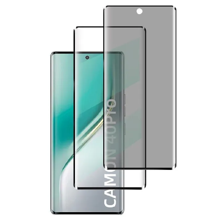 [2 Pack] 3D Curved Coverage Screen Protector for Tecno Camon 40 / Camon 40 Pro 9H Tempered Glass Film,HD Clear Scratch Resistant,Bubble-Free