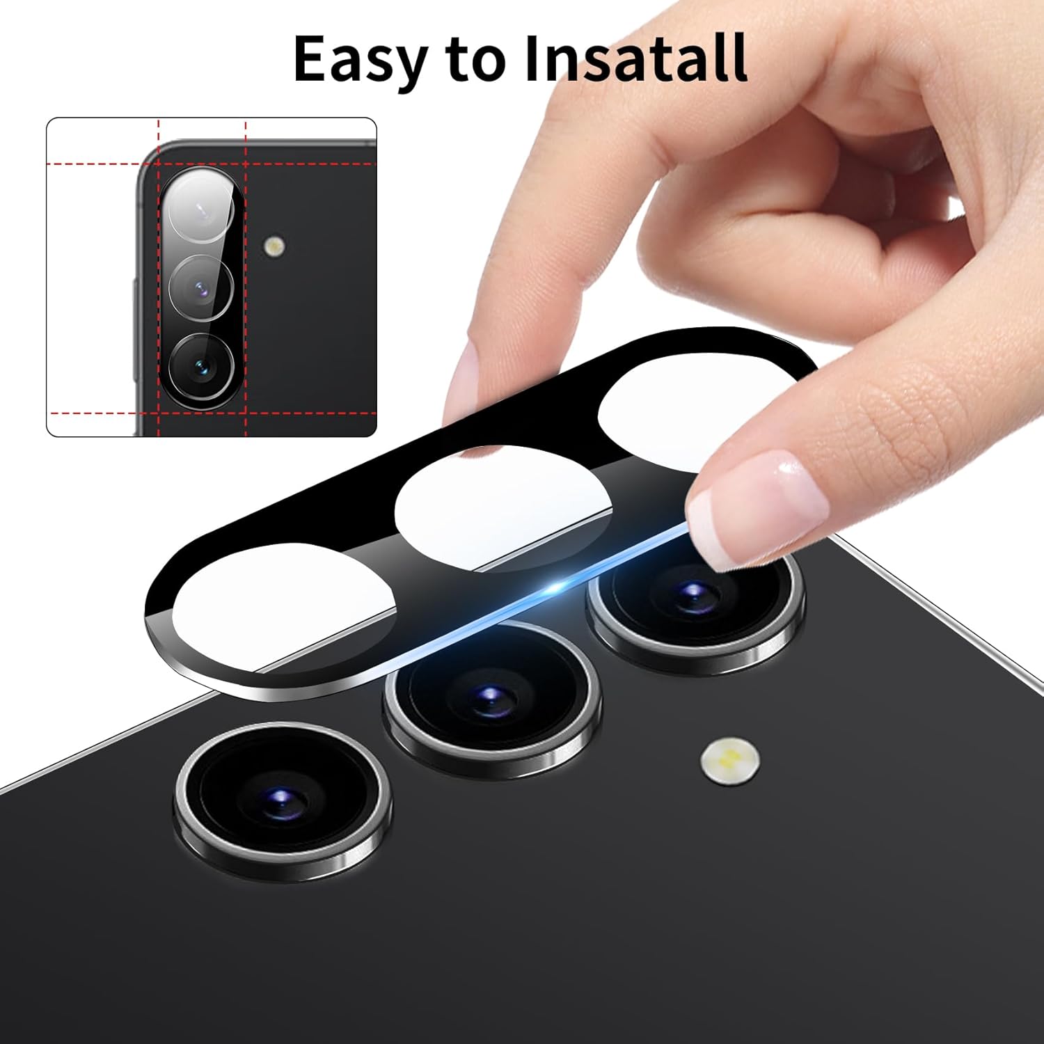 [3-piece set] Camera Lens Protective Film for Samsung Galaxy A16 Back Lens Cover, Ultra High Definition, 9H Hardness, Scratch Resistant Easy to Install [no impact on night photography]