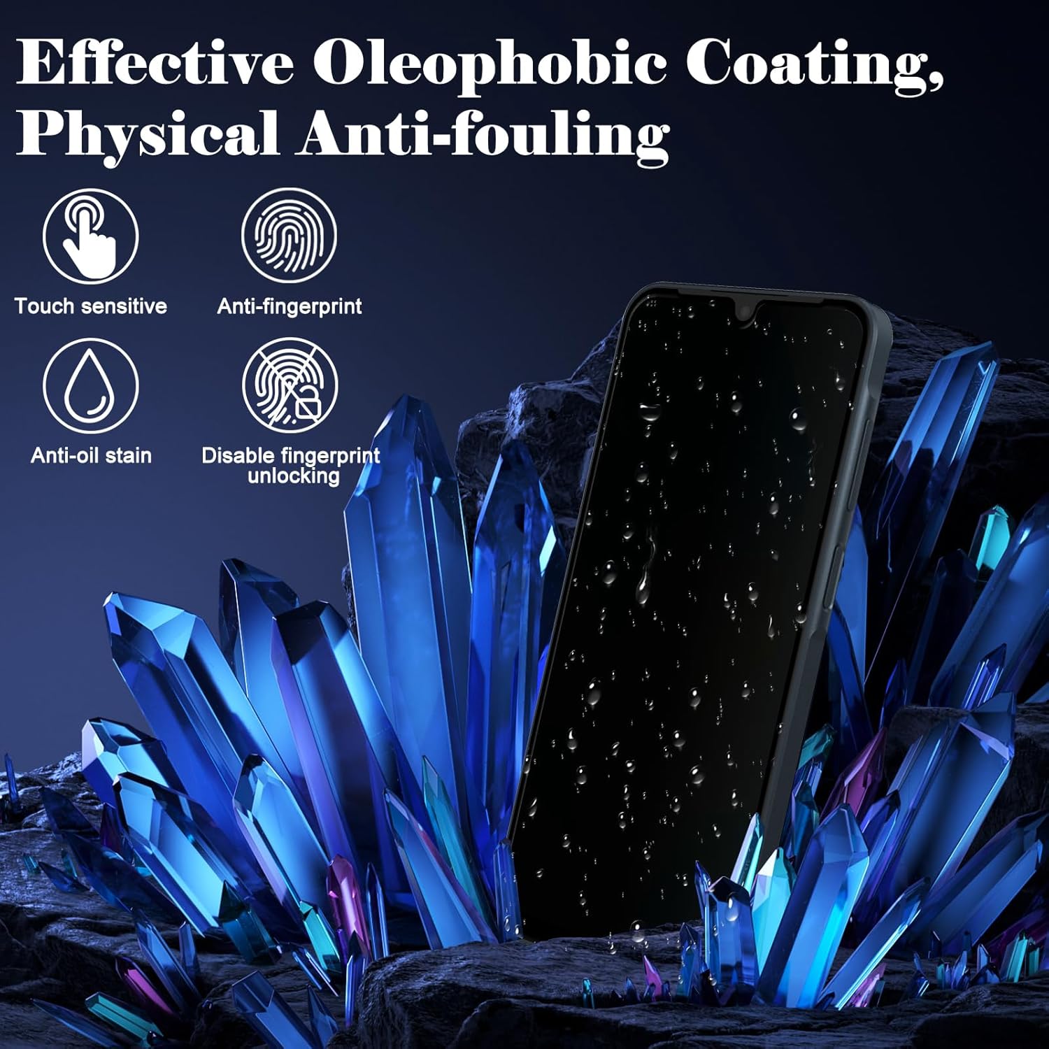 2+2-piece Tempered Glass Suitable for Samsung Galaxy A16 Privacy Screen Protector [anti spy] [anti scratch] [9H hardness] Camera Lens Protector