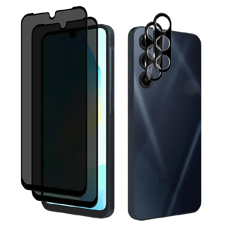2+2-piece Tempered Glass Suitable for Samsung Galaxy A16 Privacy Screen Protector [anti spy] [anti scratch] [9H hardness] Camera Lens Protector