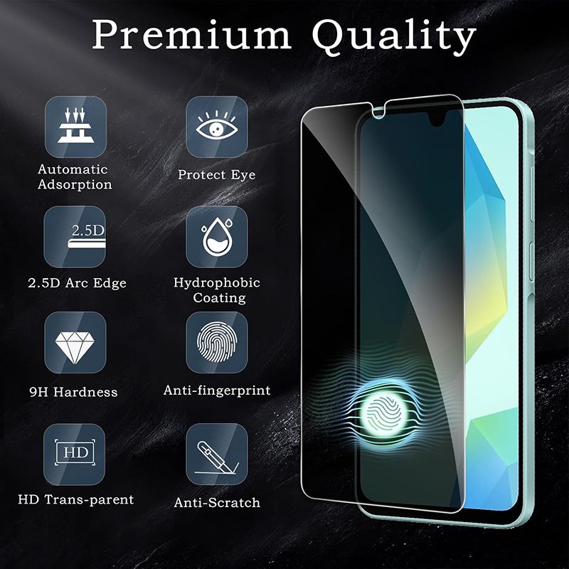 2-Piece Privacy Screen Protector for Samsung Galaxy A16 [Anti Spy Tempered Glass] Ultra High Definition Protective Film