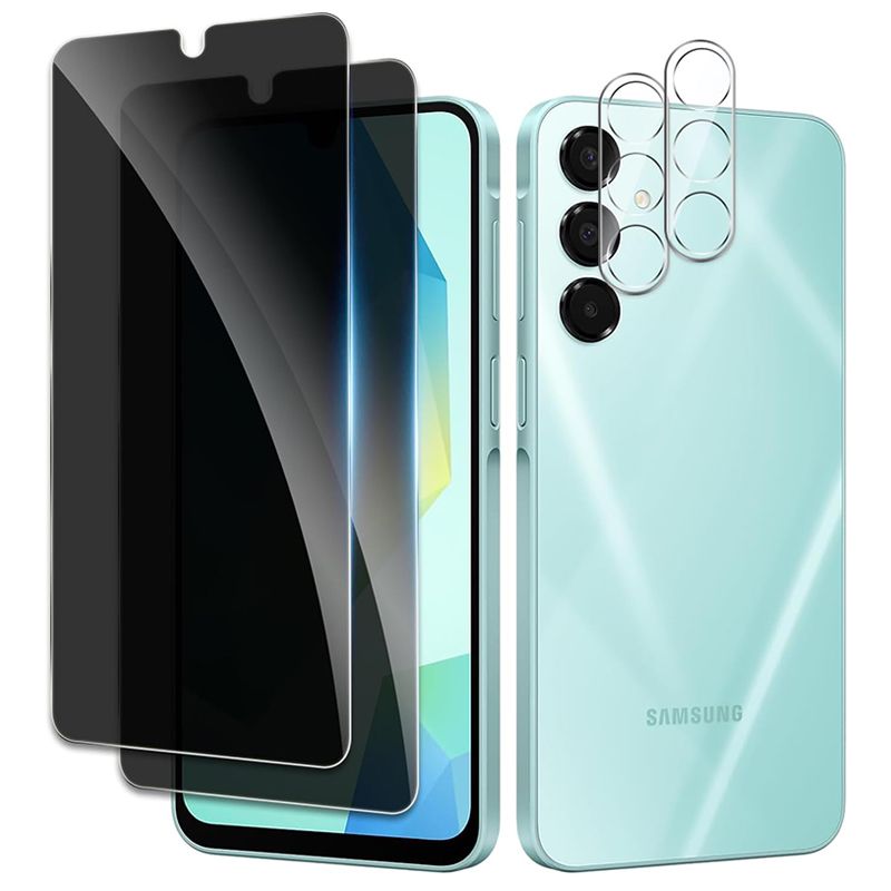 2-Piece Privacy Screen Protector for Samsung Galaxy A16 [Anti Spy Tempered Glass] Ultra High Definition Protective Film