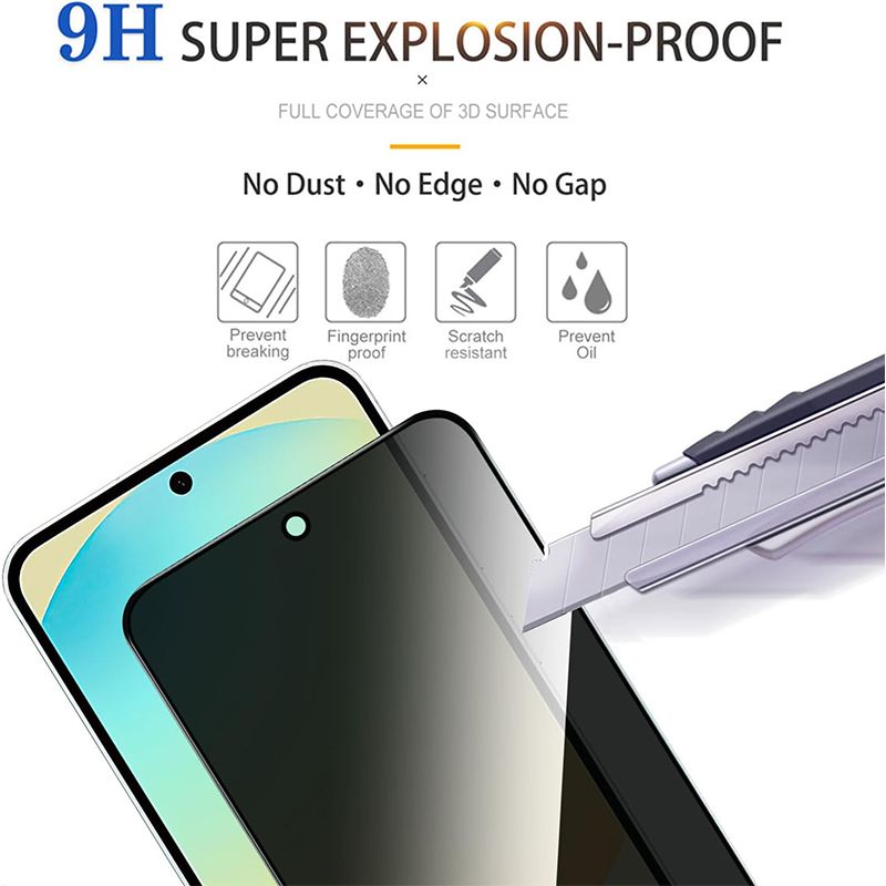 2-Piece Privacy Screen Protector for Samsung Galaxy A56 [Anti Spy Tempered Glass] Ultra High Definition No bubbles, Easy to Install 9H Protective Glass Protector