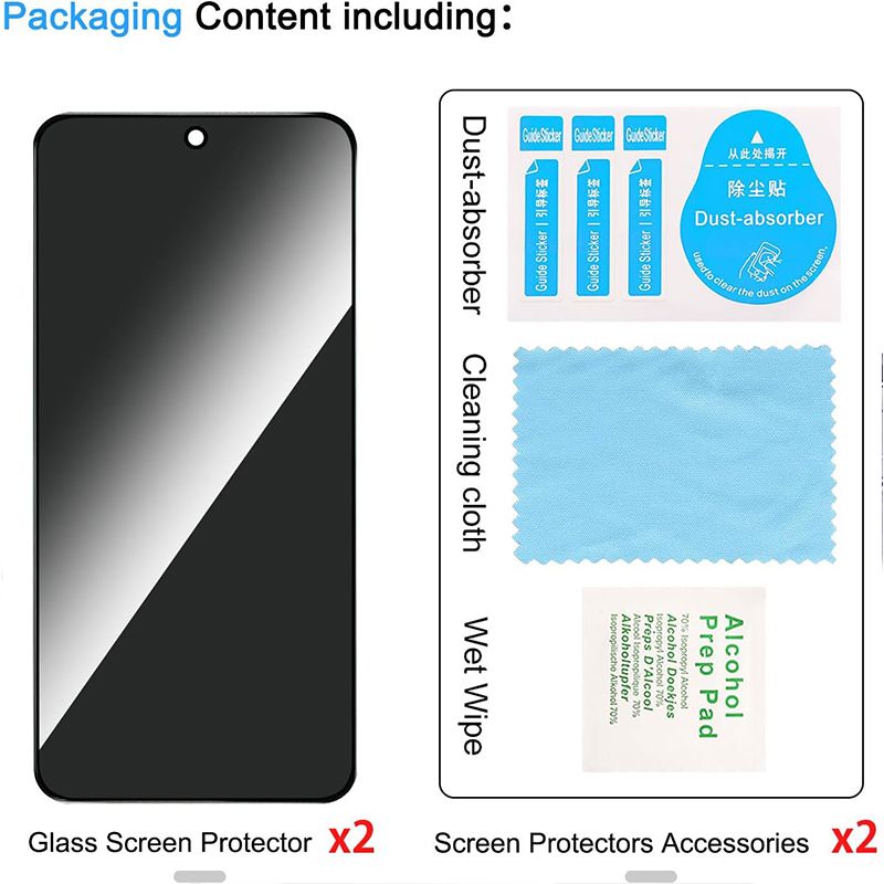 2-Piece Privacy Screen Protector for Samsung Galaxy A56 [Anti Spy Tempered Glass] Ultra High Definition No bubbles, Easy to Install 9H Protective Glass Protector