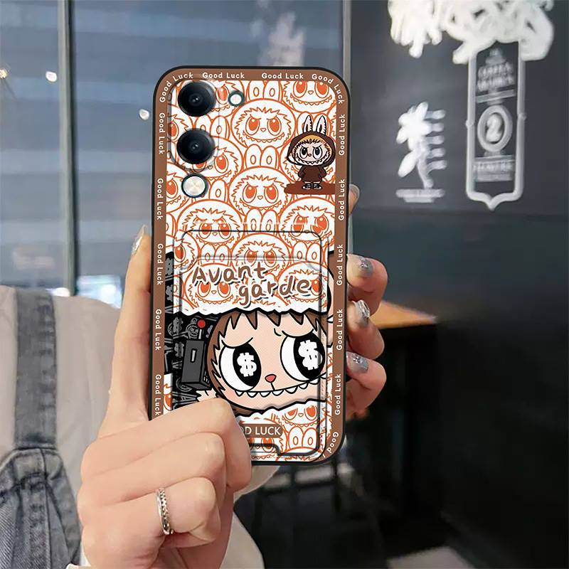 Phone Case for Vivo Y04 6.74" with Card Slot Shockproof Bumper Cute Young Fashion Silicone Cover Protective Case