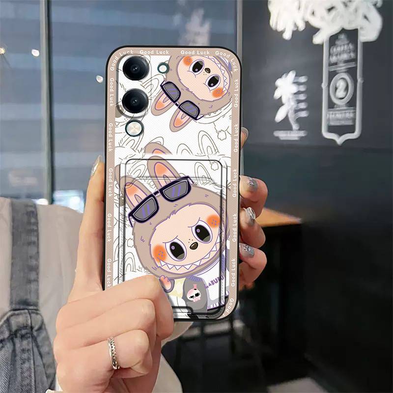 Phone Case for Vivo Y04 6.74" with Card Slot Shockproof Bumper Cute Young Fashion Silicone Cover Protective Case