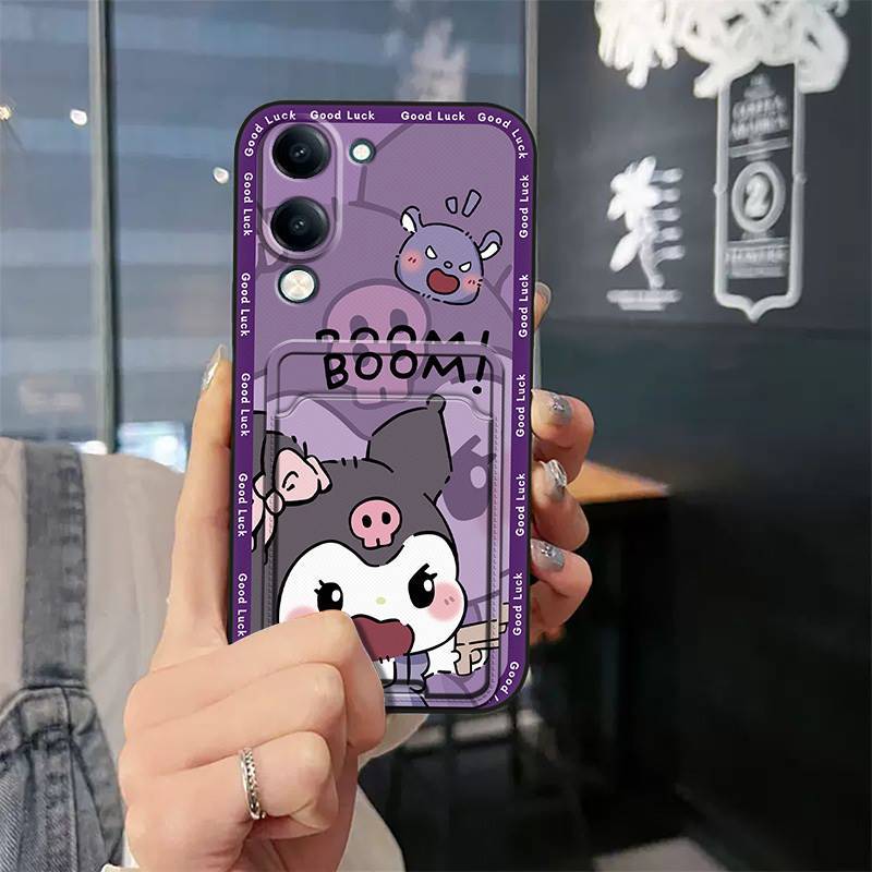 Phone Case for Vivo Y04 6.74" with Card Slot Shockproof Bumper Cute Young Fashion Silicone Cover Protective Case