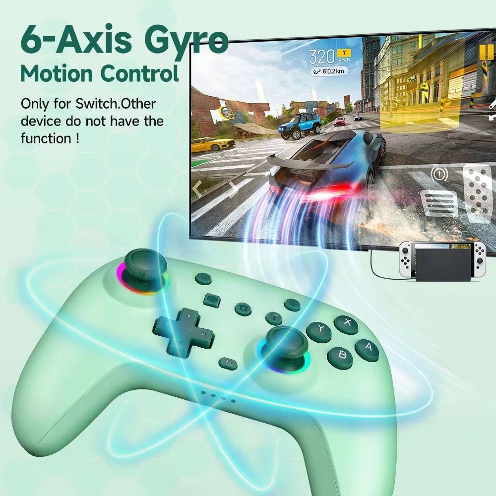 RGB Bt Wireless Controller Gamepad Built in Battery Programmable Turbo Function Joystick for Nintendo Switch OLED/Lite Console