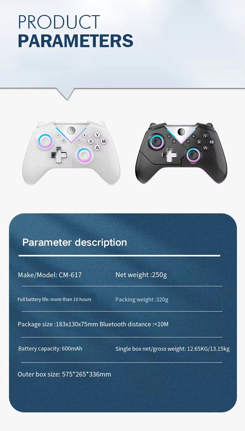 Joystick Six Axis Gyroscope Wireless BT 4.0 Video Game Controller for Switch PC Steam
