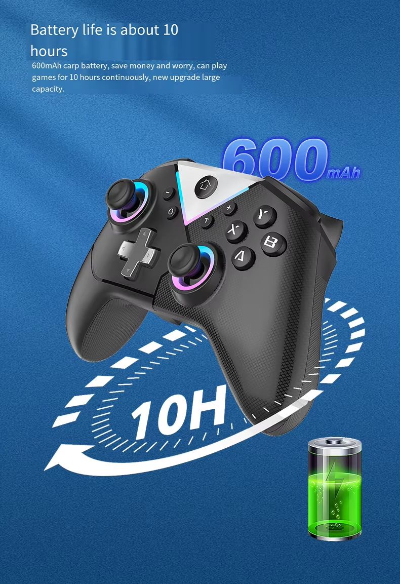 Joystick Six Axis Gyroscope Wireless BT 4.0 Video Game Controller for Switch PC Steam