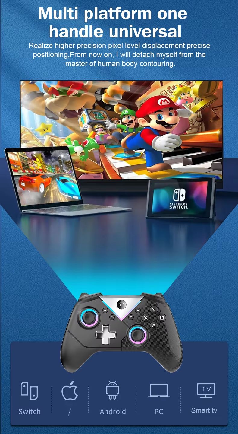 Joystick Six Axis Gyroscope Wireless BT 4.0 Video Game Controller for Switch PC Steam