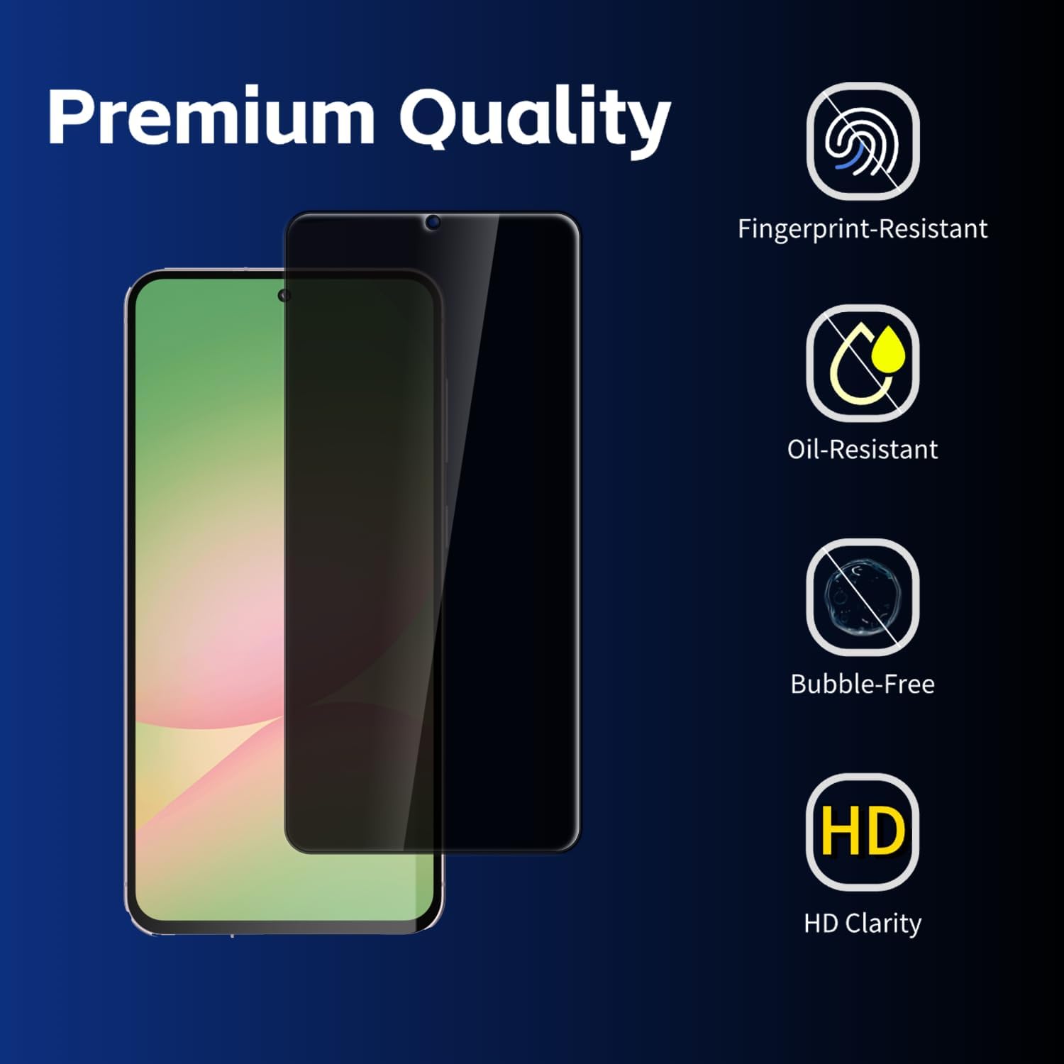 Privacy Tempered Glass Screen Protector for Samsung Galaxy A36, 2 Pack, Anti-Spy, Anti Scratch, Bubble Free, 9H Hardness, Case Friendly
