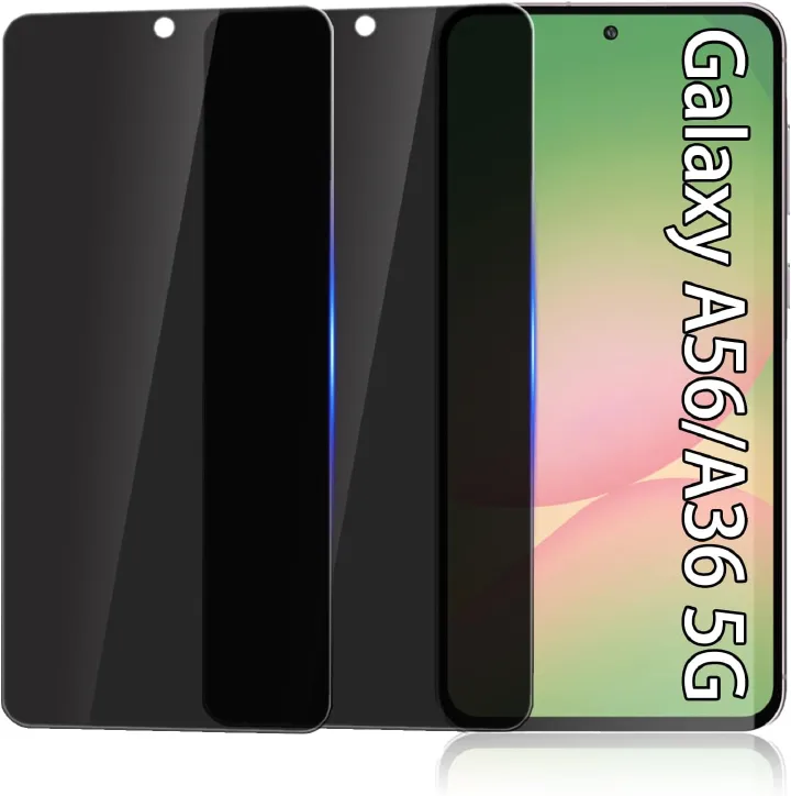 Privacy Tempered Glass Screen Protector for Samsung Galaxy A36, 2 Pack, Anti-Spy, Anti Scratch, Bubble Free, 9H Hardness, Case Friendly