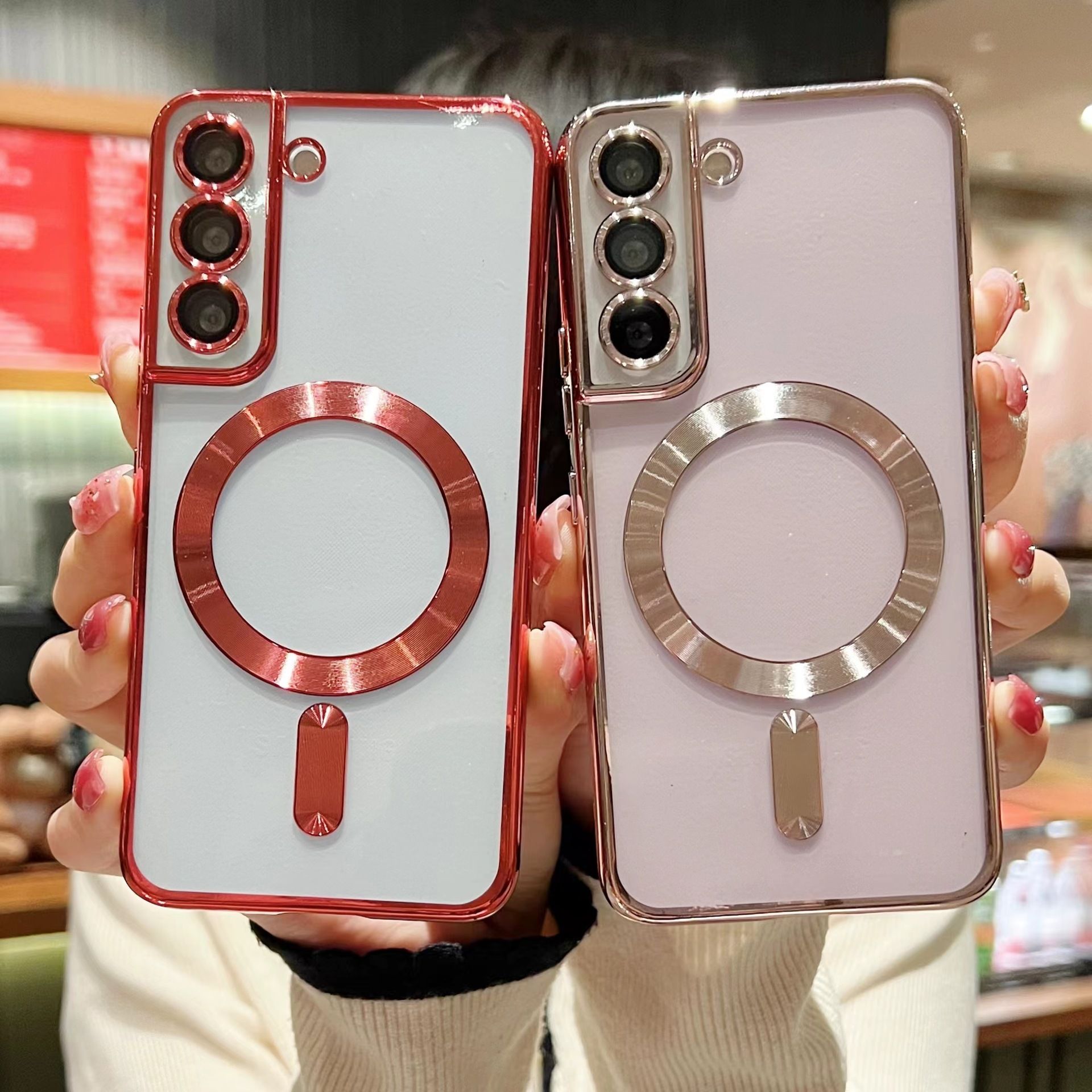 Luxury Plating Silicon TPU Soft Cover for Samsung Galaxy A35 A55 A05S A15 A25 A56 A36 A26 A16 A06 A54 A34 A24 A14 S25 Edge support Magnetic Charger Wireless