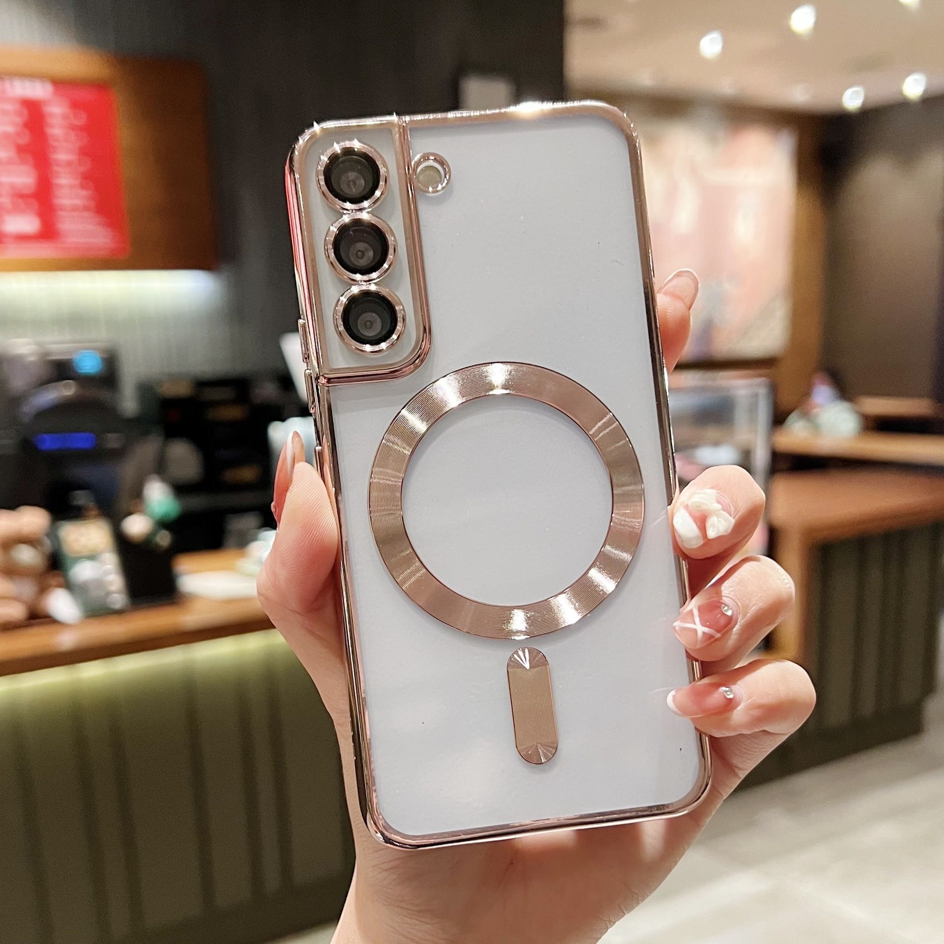 Luxury Plating Silicon TPU Soft Cover for Samsung Galaxy A35 A55 A05S A15 A25 A56 A36 A26 A16 A06 A54 A34 A24 A14 S25 Edge support Magnetic Charger Wireless