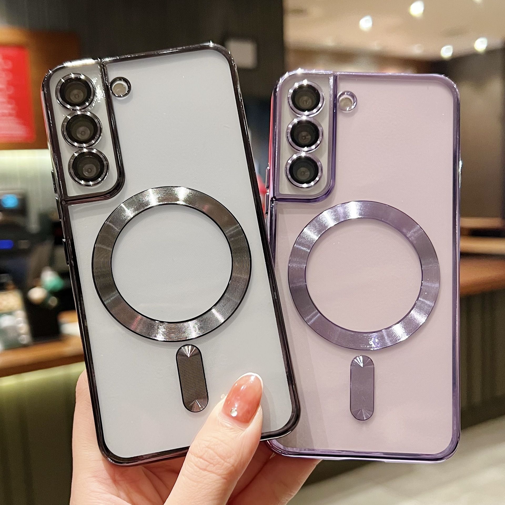 Luxury Plating Silicon TPU Soft Cover for Samsung Galaxy A35 A55 A05S A15 A25 A56 A36 A26 A16 A06 A54 A34 A24 A14 S25 Edge support Magnetic Charger Wireless