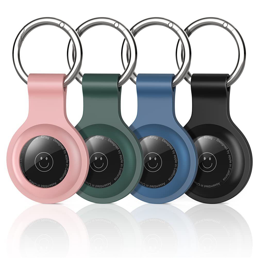 Suitable for Airtag Keychain Silicone, Airtag Holder with Keychain, Car Dog Collar, Car, Compatible with Apple Airtag Protective Case Waterproof Tracker