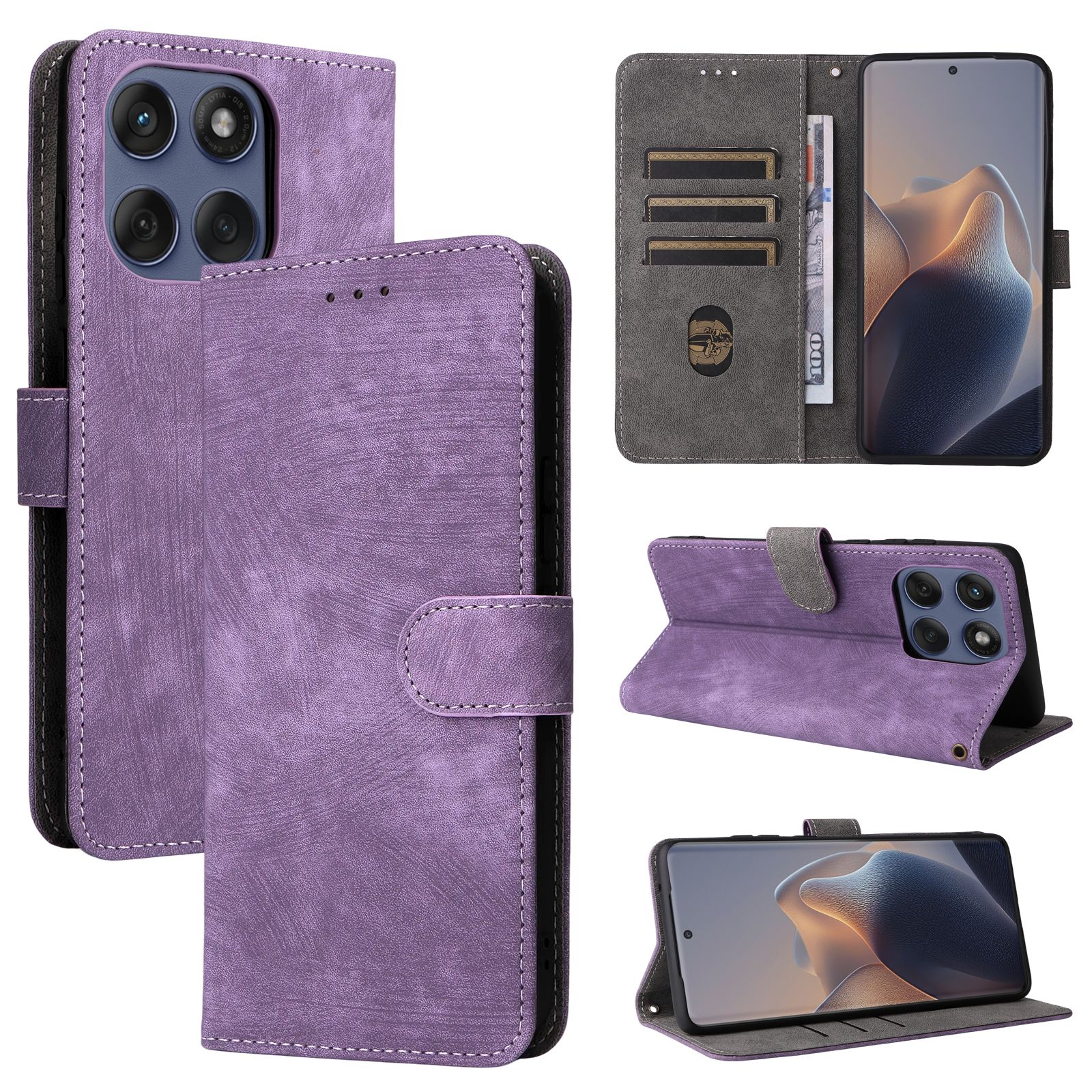 Flip Cover for Motorola Edge 60 Fusion PU Leather Phone Case Full-Body Protection [RFID Blocking] Wallet Cover