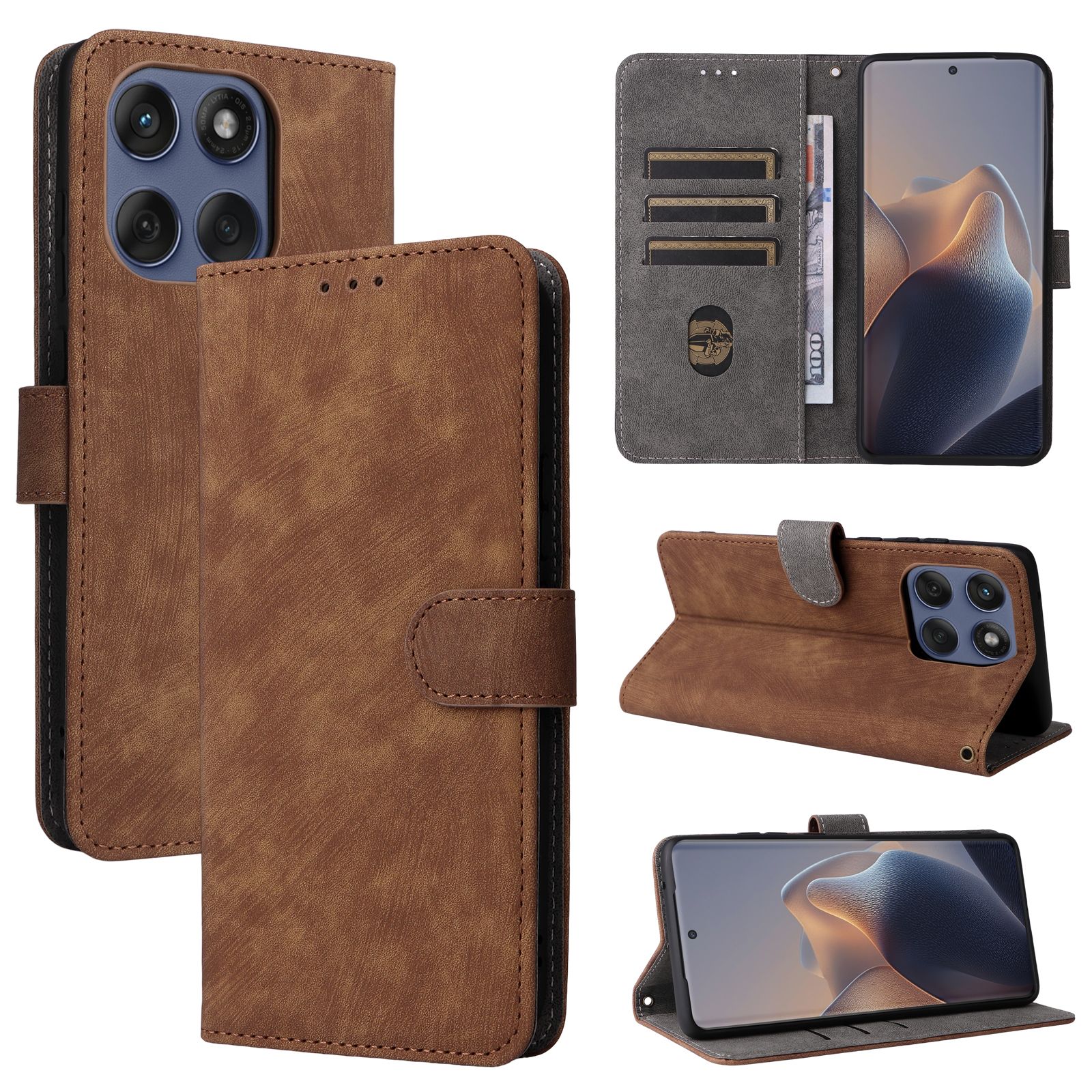 Flip Cover for Motorola Edge 60 Fusion PU Leather Phone Case Full-Body Protection [RFID Blocking] Wallet Cover