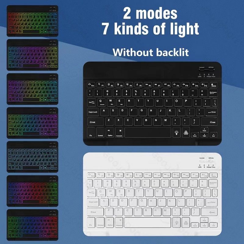 Keyboard + Tablet Case for Samsung Galaxy Tab A9+ 11.0" inch/ A9 Plus 11.0" inch Magnetic Bluetooth Keyboard Flip Cover RGB Gradient Backlit Keyboard Flip Cover Leather Case