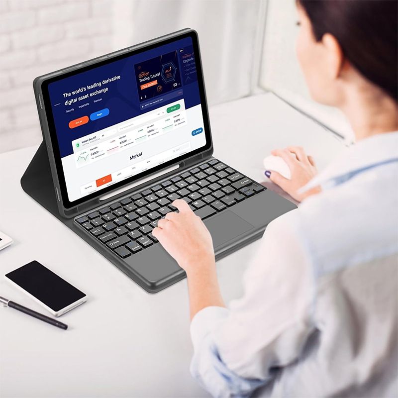 Keyboard + Tablet Case for Samsung Galaxy Tab S9+ 12.4" inch/  S9 FE+ 12.4" inch Magnetic Bluetooth Keyboard Leather Flip Cover With Touchpad Bluetooth Keyboard Flip Cover Leather Case