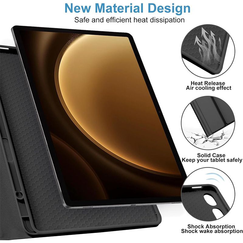 Keyboard + Tablet Case for Samsung Galaxy Tab S9+ 12.4" inch/  S9 FE+ 12.4" inch Magnetic Bluetooth Keyboard Leather Flip Cover With Touchpad Bluetooth Keyboard Flip Cover Leather Case