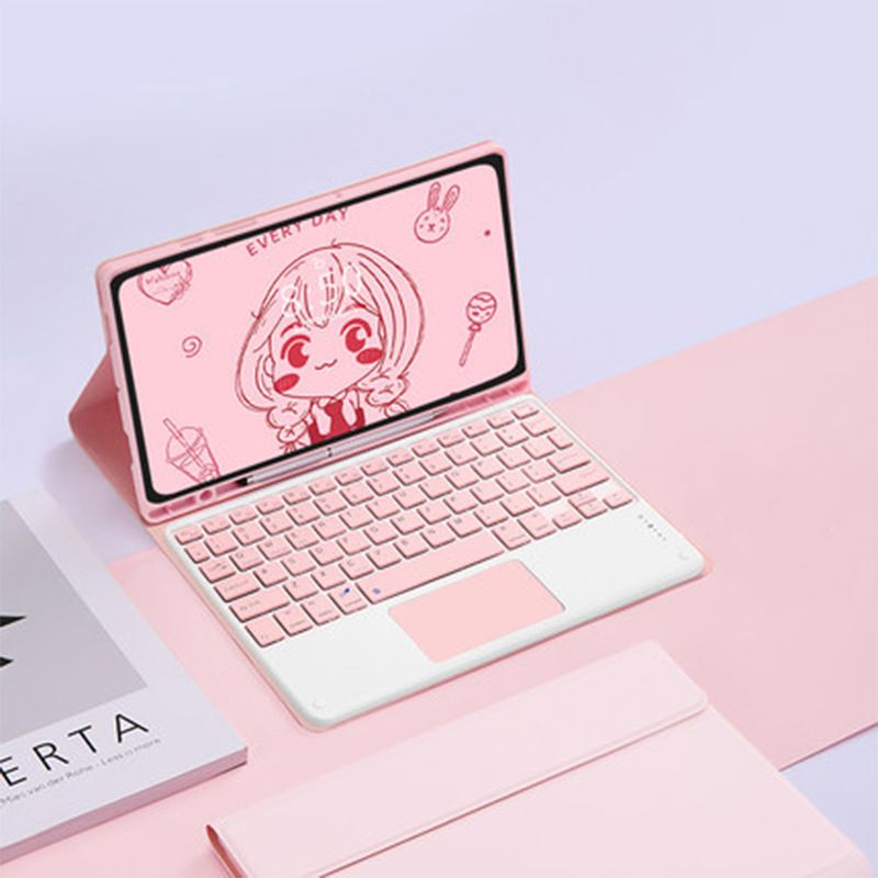 Keyboard + Tablet Case for Samsung Galaxy Tab S9+ 12.4" inch/  S9 FE+ 12.4" inch Magnetic Bluetooth Keyboard Leather Flip Cover With Touchpad Bluetooth Keyboard Flip Cover Leather Case