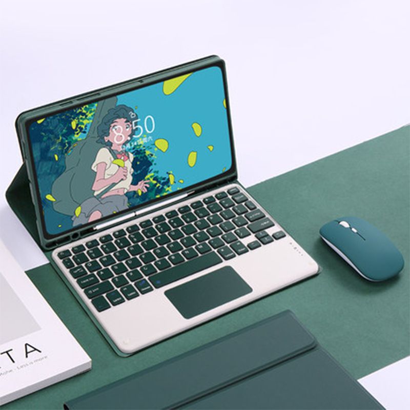 Keyboard + Tablet Case for Samsung Galaxy Tab S9+ 12.4" inch/  S9 FE+ 12.4" inch Magnetic Bluetooth Keyboard Leather Flip Cover With Touchpad Bluetooth Keyboard Flip Cover Leather Case