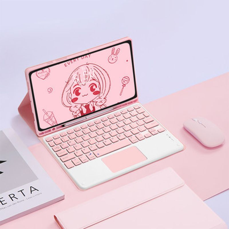 Keyboard + Tablet Case for Samsung Galaxy Tab S9+ 12.4" inch/  S9 FE+ 12.4" inch Magnetic Bluetooth Keyboard Leather Flip Cover With Touchpad Bluetooth Keyboard Flip Cover Leather Case