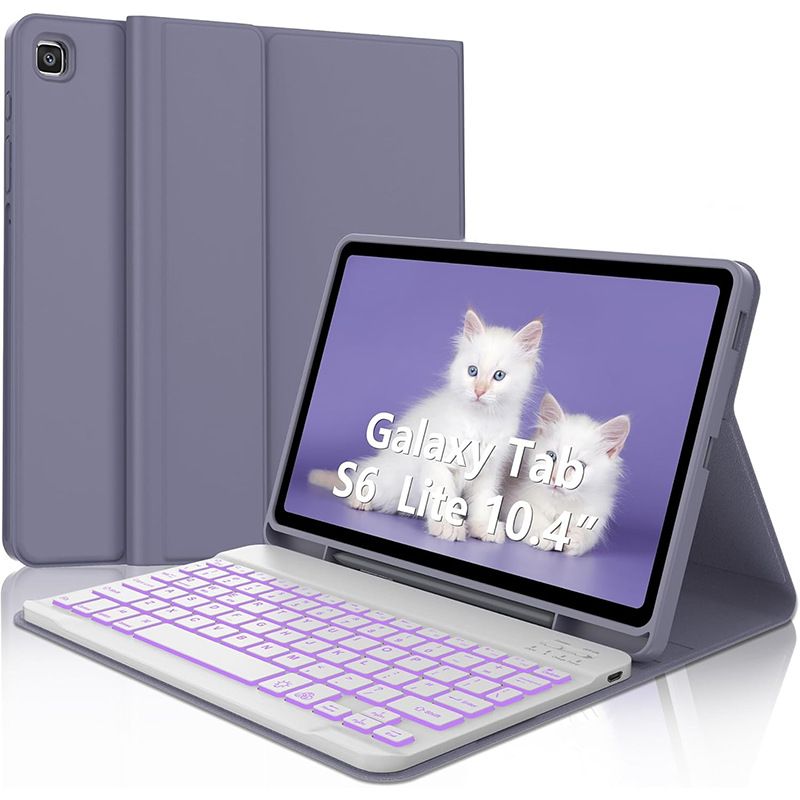 Keyboard + Tablet Case for Samsung Galaxy Tab S6 Lite 10.4" inch 2024, 2022, 2020 Magnetic Bluetooth Keyboard Flip Cover 7 Color Backlight Keyboard Flip Cover Leather Case
