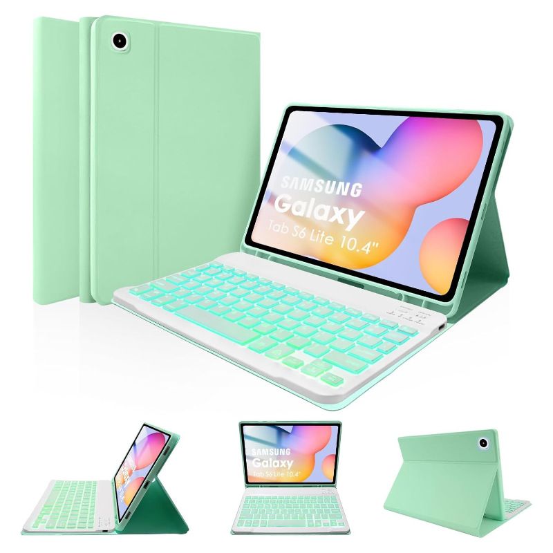 Keyboard + Tablet Case for Samsung Galaxy Tab S6 Lite 10.4" inch 2024, 2022, 2020 Magnetic Bluetooth Keyboard Flip Cover 7 Color Backlight Keyboard Flip Cover Leather Case