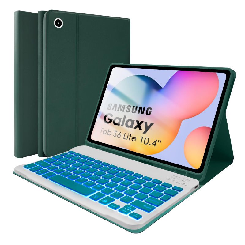 Keyboard + Tablet Case for Samsung Galaxy Tab S6 Lite 10.4" inch 2024, 2022, 2020 Magnetic Bluetooth Keyboard Flip Cover 7 Color Backlight Keyboard Flip Cover Leather Case