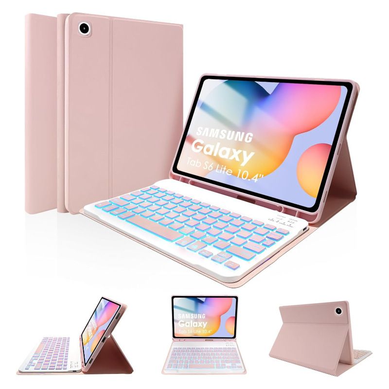 Keyboard + Tablet Case for Samsung Galaxy Tab S6 Lite 10.4" inch 2024, 2022, 2020 Magnetic Bluetooth Keyboard Flip Cover 7 Color Backlight Keyboard Flip Cover Leather Case