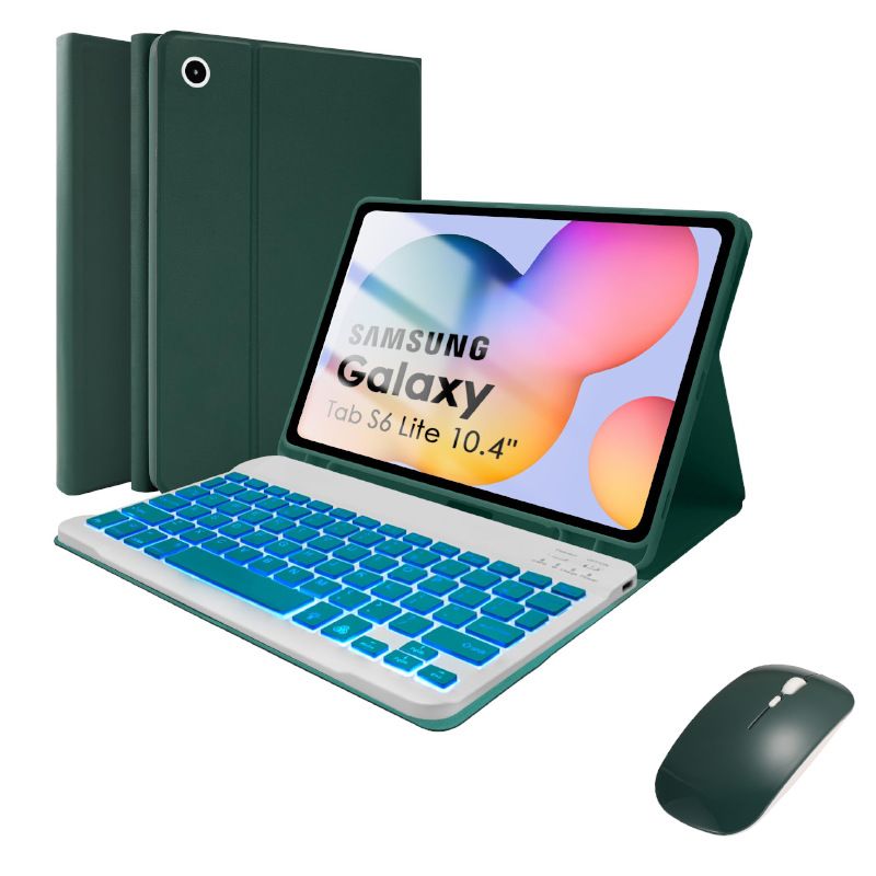 Keyboard + Tablet Case for Samsung Galaxy Tab S6 Lite 10.4" inch 2024, 2022, 2020 Magnetic Bluetooth Keyboard Flip Cover 7 Color Backlight Keyboard Flip Cover Leather Case