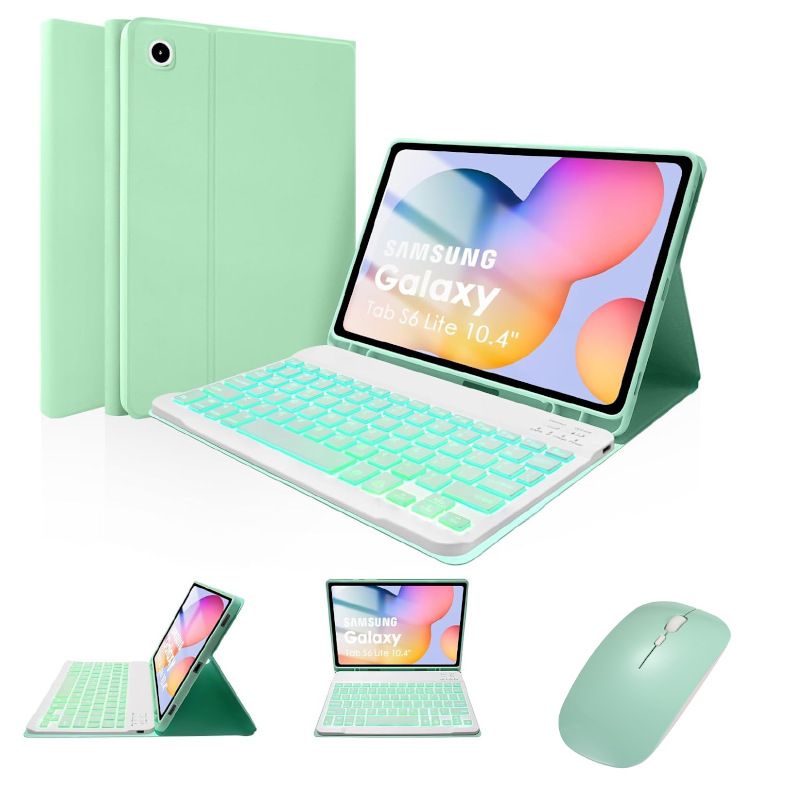 Keyboard + Tablet Case for Samsung Galaxy Tab S6 Lite 10.4" inch 2024, 2022, 2020 Magnetic Bluetooth Keyboard Flip Cover 7 Color Backlight Keyboard Flip Cover Leather Case