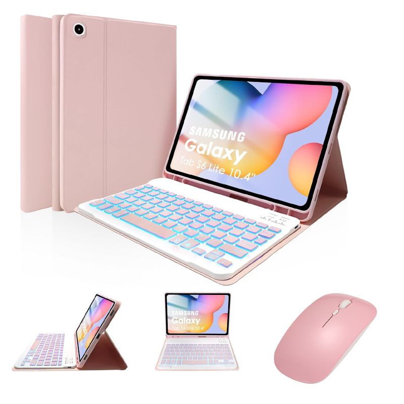 Keyboard + Tablet Case for Samsung Galaxy Tab S6 Lite 10.4" inch 2024, 2022, 2020 Magnetic Bluetooth Keyboard Flip Cover 7 Color Backlight Keyboard Flip Cover Leather Case
