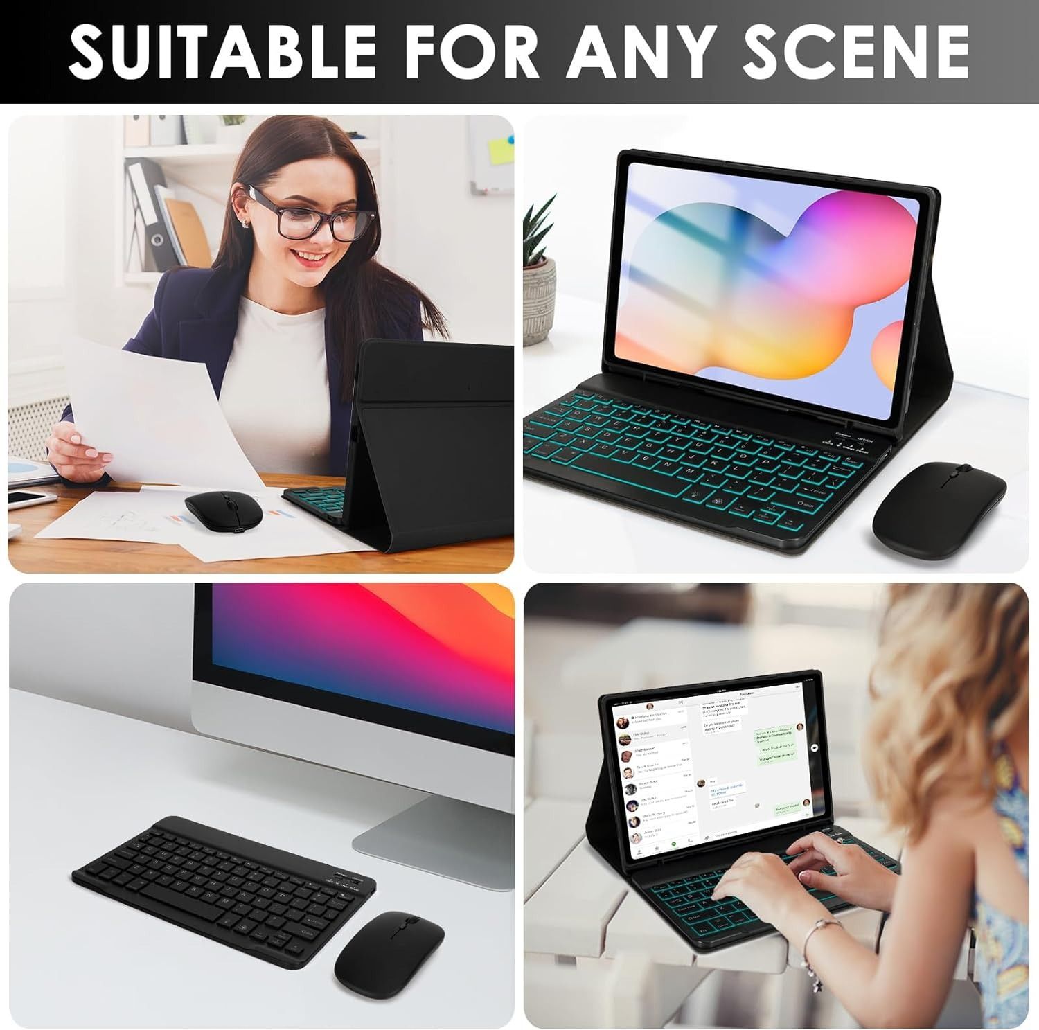 Keyboard + Tablet Case for Samsung Galaxy Tab S6 Lite 10.4" inch 2024, 2022, 2020 Magnetic Bluetooth Keyboard Flip Cover 7 Color Backlight Keyboard Flip Cover Leather Case
