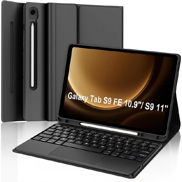 Keyboard + Tablet Case for Samsung Galaxy Tab S9 FE 10.9" inch/ Tab S9 11.0" inch Magnetic Bluetooth Keyboard Leather Flip Cover With Touchpad Bluetooth Keyboard Flip Cover Leather Case