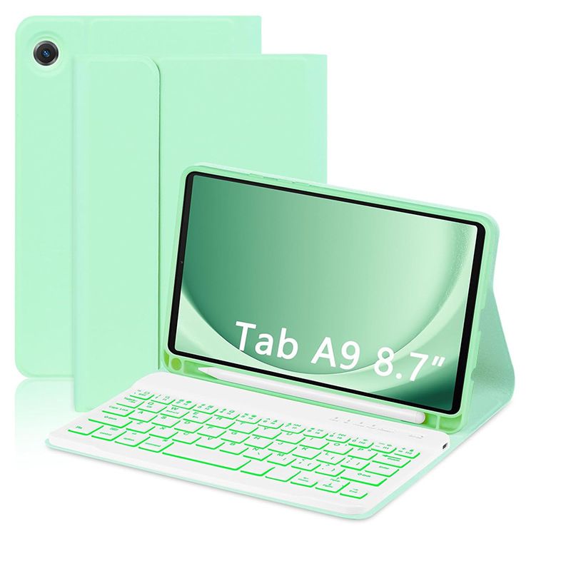 Keyboard + Tablet Case for Samsung Galaxy Tab A9 8.7" inch Magnetic Bluetooth Keyboard Leather Flip Cover 7 Color Backlight Bluetooth Keyboard Flip Cover Leather Case