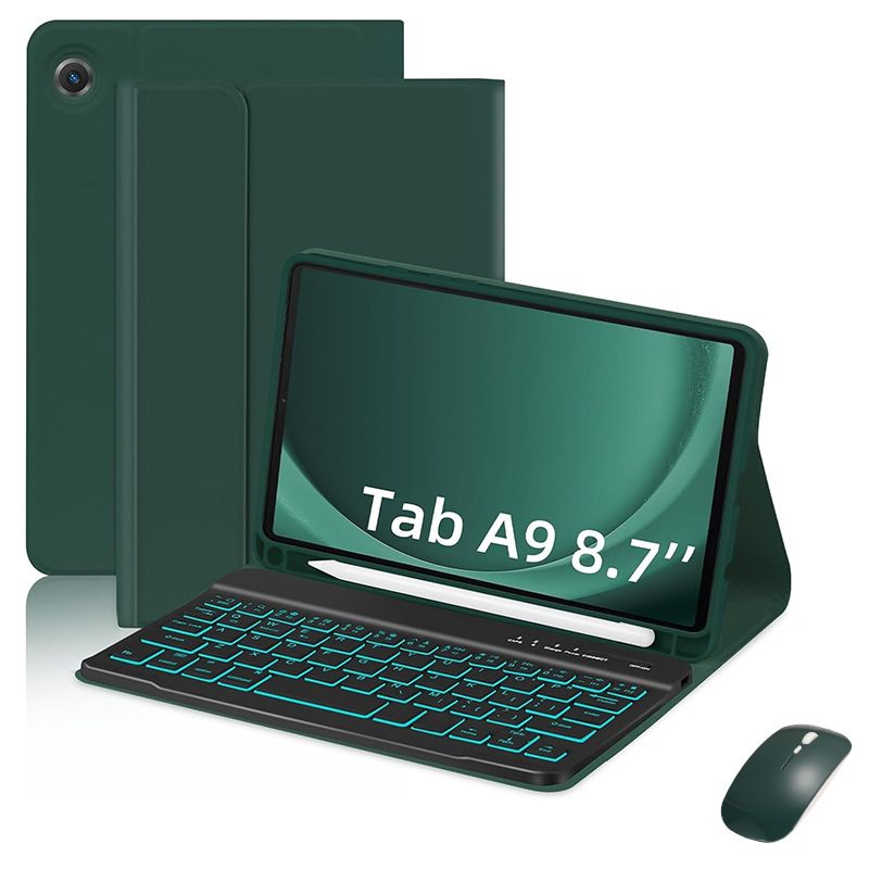 Keyboard + Tablet Case for Samsung Galaxy Tab A9 8.7" inch Magnetic Bluetooth Keyboard Leather Flip Cover 7 Color Backlight Bluetooth Keyboard Flip Cover Leather Case